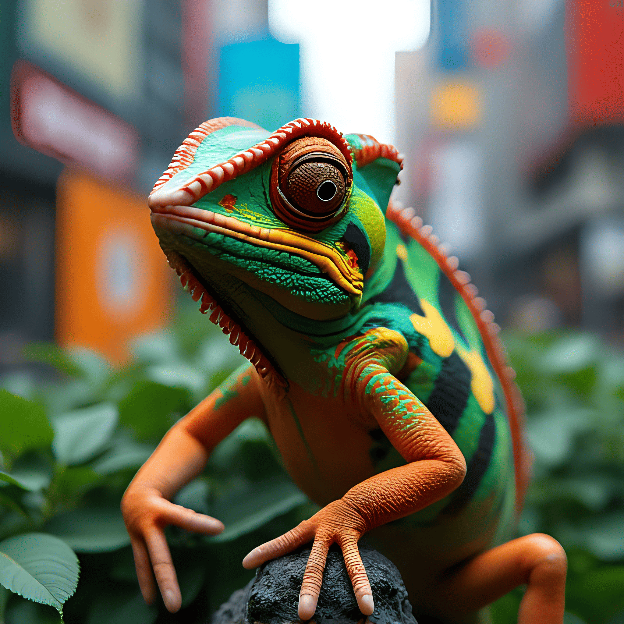 Lagarto cubano colorido en una piedra
